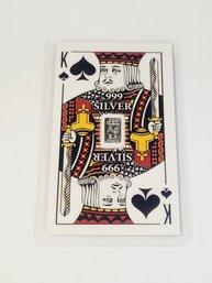 2.5 GRAINS Pure Silver .999 PROOF Ingot In Sealed Card Limited Edition King Of Spades