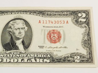 1963 A Crispy $2 Red Seal Certificate Bill