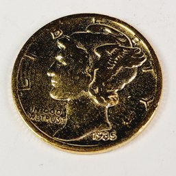 1935 Gold Plated Silver Mercury Dime