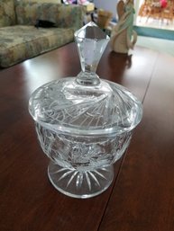 Cut Glass Candy Dish With Top - 7'H