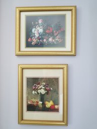 Pair Of Floral Framed Art Work Pieces