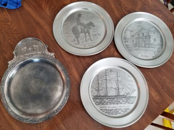 Pewter And Silver Decorative Wall Art/plates