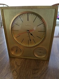 Tiffany Battery Operated Clock W/temperature And Barometer - 6.5 X 7.5