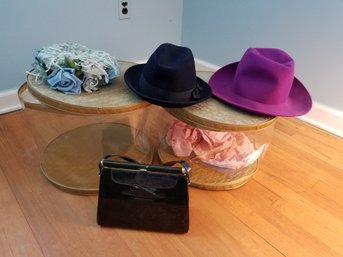 Cool Trio Of Vintage Hats And Pocketbook