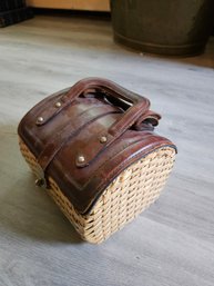 Wicker/leather Pocketbook