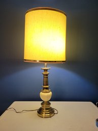 Table Lamp From The Mid Century Period Finished In Brass And Egg Shell Ceramic. - - - - - - - - - - -Loc: FP