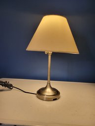 Brushed Nickel Table Lamp.  Very Well Made With Nice Hardware. - - - - - - - - - - - - - - - - - Loc: FP