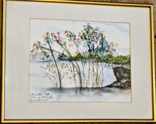 Original Watercolor Of The Sea Of Gallilee Kinneret,  Israel Dated And Signed Cecille '94
