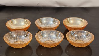 6 Iridescent Carnival Glass Dessert Bowls
