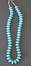 Beautiful Polished Turquoise Necklace With Silver Toggle Clasp