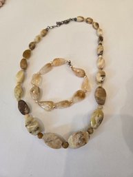 Jay King DTR Natural Yellow Opal Naecklace And Matching Bracelet S.s. Clasp