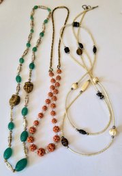 Three Exotic Well Made Vintage Beaded Necklaces