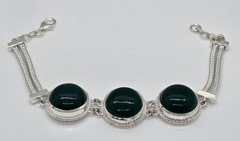 Green Onyx Bracelet In Sterling Silver
