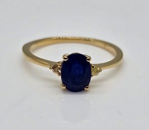 Blue Spinel & Yellow Sapphire Ring In Yellow Gold Over Sterling