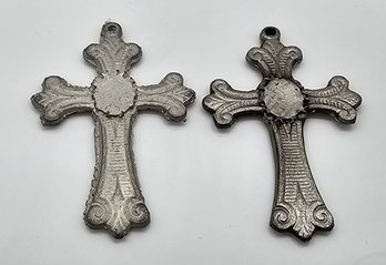 Pair Of Very Old Cross Pendants