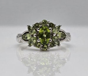 Peridot Ring In Platinum Over Sterling