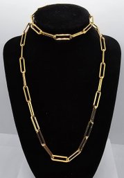 Paperclip Necklace & Bracelet In Plated Yellow Gold Stainless Steel