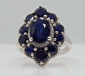 Sapphire Ring In Platinum Over Sterling Silver