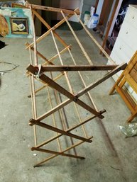 Vintage Wood Folding Drying Rack - 36'H