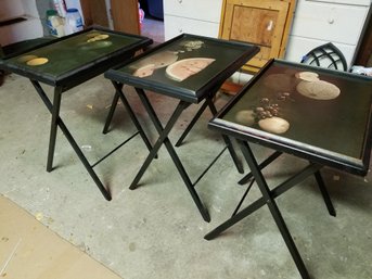 Set Of 3 Food Themed Folding Snack Tables - Cool!