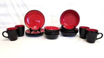 G Gibson Home Black & Red Dining Ware Set