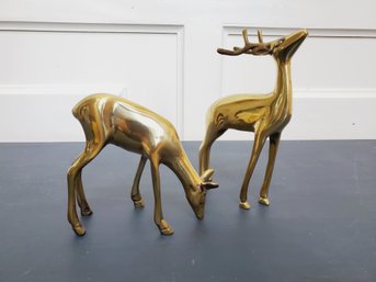 Solid Brass Deer Buck & Doe Figurines