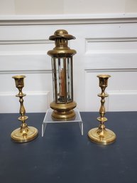 Trio Of Vintage Brass Candleholders