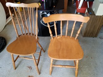 Pair Of 2 Wood Student Desk Chairs - 35' & 31' Heights