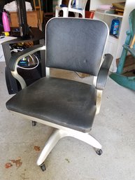 Vintage Swivel Wheeled Metal Office Chair