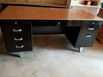 Commercial Metal Office Desk - Very Well Made And Heavy Piece! (Shaw Walker)