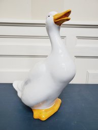 Large Vintage 1980s Ceramic White Duck Figurine