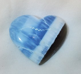 Huge Heart Shaped Blue Opal Stone - 1 5/8' X 1 3/8'