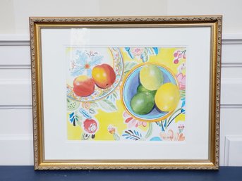 Signed Framed SCAN Art Show Entry Lemons Limes & Nectarines Still Life Watercolor - MK Merrill Artist