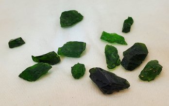 50 Cts Of Natural Green Chrome Diopside Crystals (12) Pieces