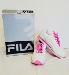 Women's FILA White/pink 'cress' Low Top Leather Sneakers Size 9.5M - Original Box