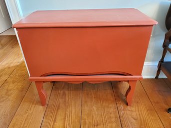 Vintage Primitive Style Brick Red Painted Storage Chest