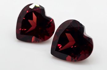 2 Red Garnet Hearts