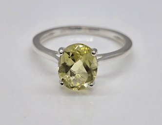 Green Gold Quartz Ring In Sterling Silver