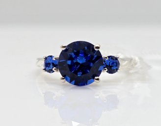 Swarovski Crystal Sapphire Color Ring In Sterling