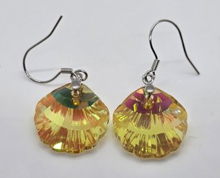 Faux Yellow Topaz Earrings In Rhodium Over Sterling