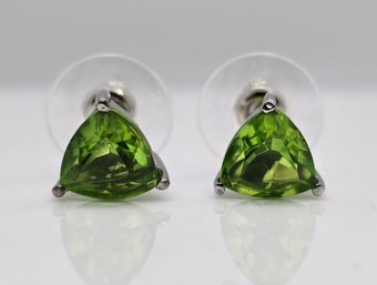 Chartreuse Quartz Stud Earrings In Stainless