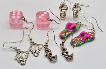 Five Pair Of Handmade Earrings With Sterling Ear Wires