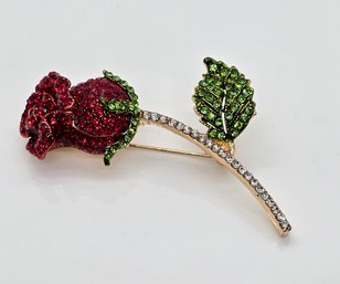 Multi Color Austrian Crystal Rose Brooch