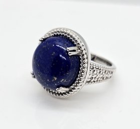 Lapis Ring In Platinum Over Sterling With Magnet