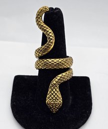 Elongated Snake Ring In Gold Tone