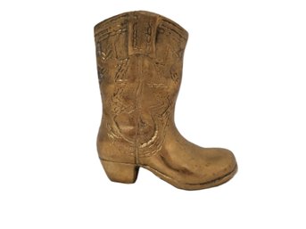 Vintage Solid Brass Mini Western Cowboy Boot Statue Planter