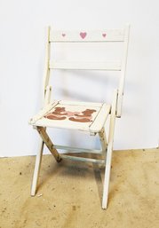 Vintage Children's Hand Painted Wooden Folding Chair