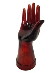 Vintage Ruby Red Glass Hand Ring Jewelry Holder