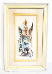 Vintage MCM 1960s Framed Cityscape Print By Reinier Snapper