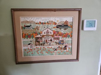 #10 - Beautiful Vintage 23' X 19' Needlepoint With Fall Scene.